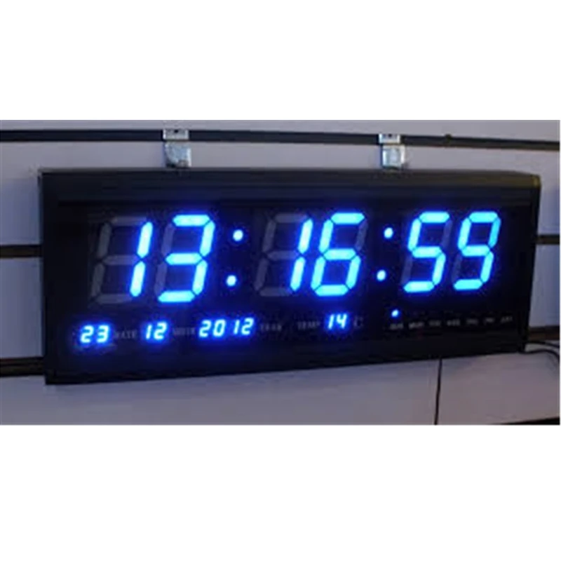 大きな時計,デジタル時計,LED電子カレンダー,青色,大判デジタル,モダンなデザイン,HT4819SM 7|calendar  metal|calendarcalendar clock - AliExpress