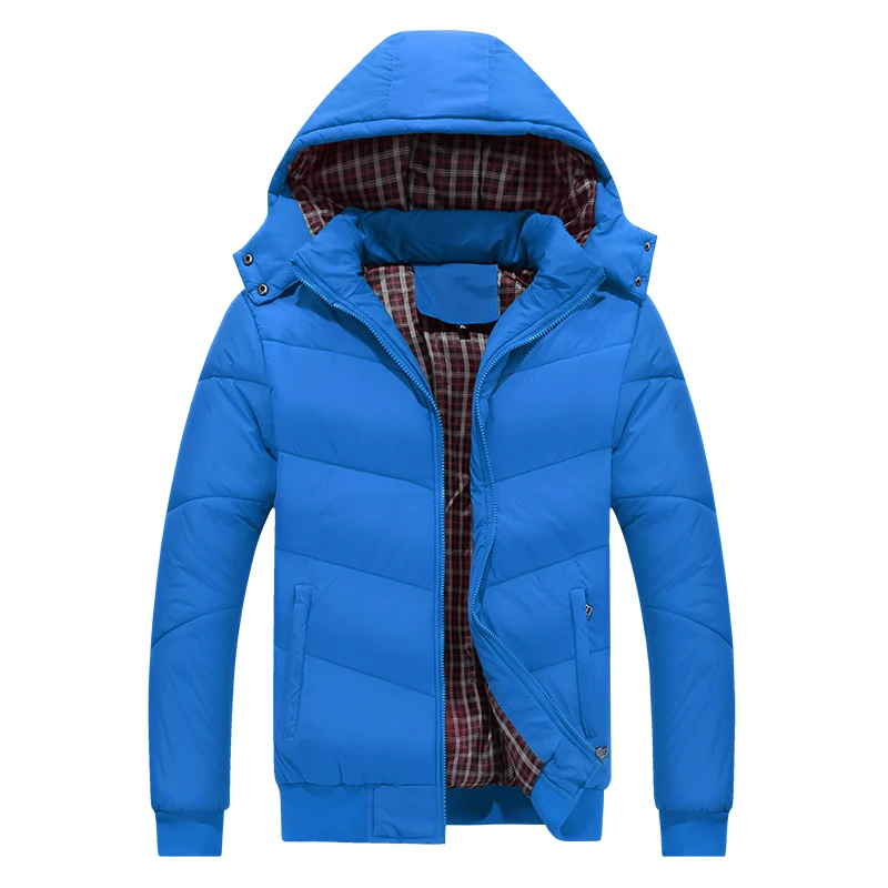 Мужская Зимняя Повседневная Толстая куртка, хлопковая Водонепроницаемая парка с карманами, Мужская модная верхняя одежда, ветрозащитная теплая парка, пальто для мужчин, M-5XL - Цвет: Синий