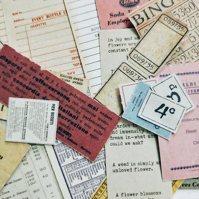 WOKO 37 листов винтажный Старый английский квитанция для билета ретро блокнот для заметок старые бумажные бирки Junkhournal материал наклейка, сделай сам, скрапбукинг