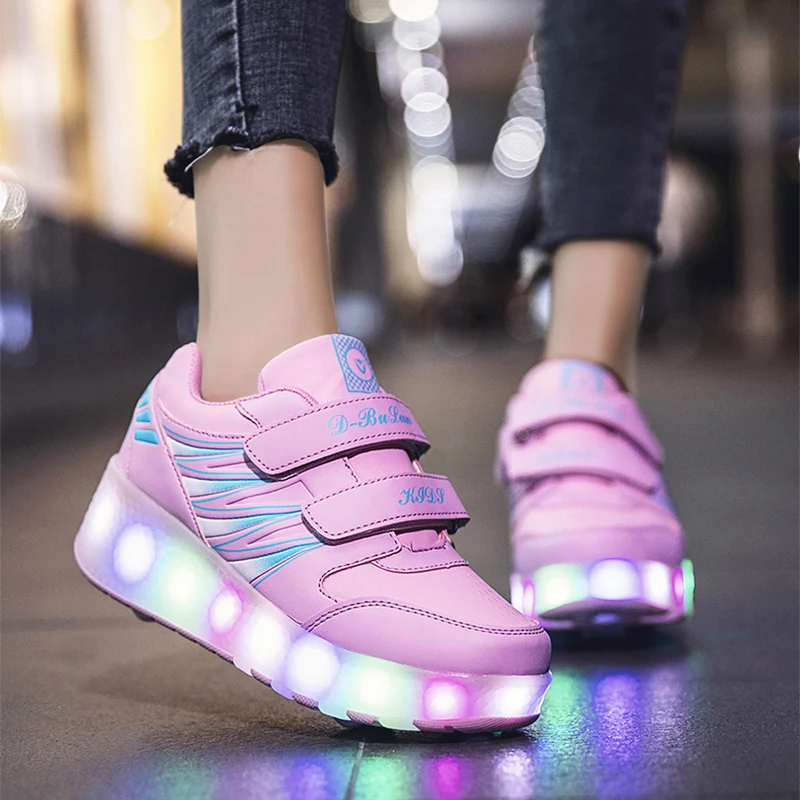 Roller Skates 2 Wheels Shoes Glowing Lighted Led Children Boys Girls Kids 2022 Fashion Luminous Sports Boots Casual Sneakers 3