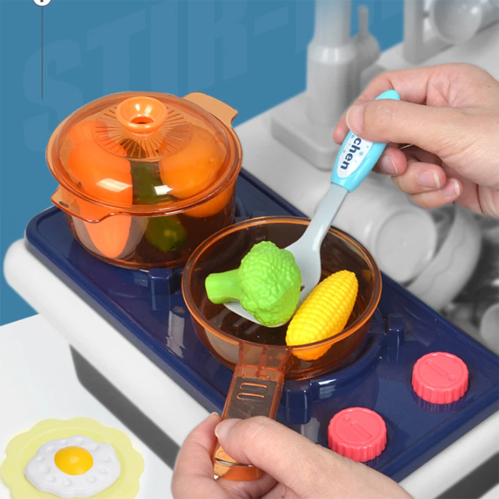 Kitchen Sink Toys Dishwasher Playing Toy with Running Water Automatic Faucets Play House Pretend Role Play Toys for Kids