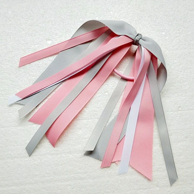 Girls ponytail holder pink streamers, one size