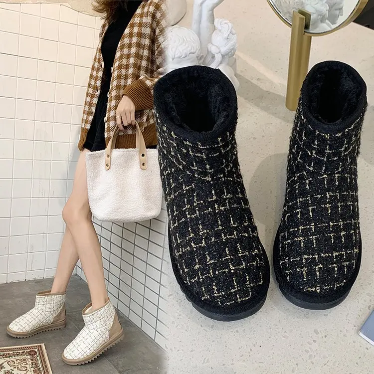 Round Toe Women's Rubber Boots Australia Flat Heel Fashion Womens Shoes Low Heels booties Booties Ladies Boots-women Lace