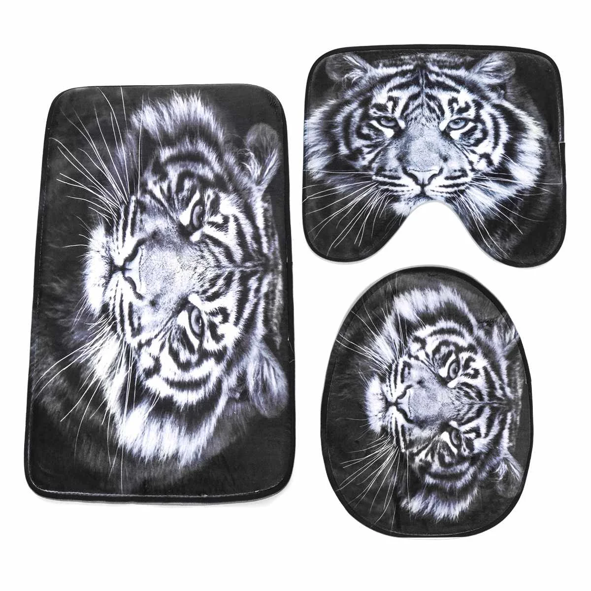 Коврик для ванной, занавеска для душа, Tiger, для ванной, для унитаза, коврик, нескользящий ковер, аксессуары, наборы, с рисунком головы тигра, водонепроницаемая занавеска