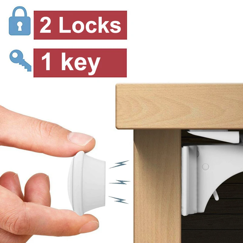 2 Locks-1 key Магнитный замок от детей 2-8 замков+ 1-2key Детская безопасность защита для детей замок для двери шкафа детский ящик шкафчик безопасности Невидимые замки - Цвет: 2 Locks-1 key