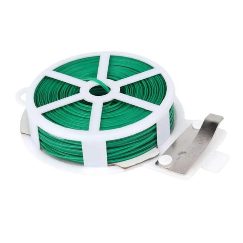 20m-100M Garden Wire Flexible Green Twist Tie Reel Plastic Coated Plant Support 
