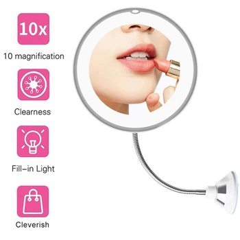 

Shopify 10X Magnifying Makeup Mirror My Flexible Mirror 360 Degree Rotation Folding Vanity Mirror With LED Light Makeup Tools