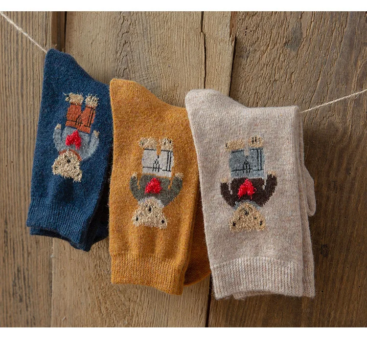 Description Picture 5 of itemCartoon Bear Socks Women Autumn Winter Thick Warm Socks Korean Cute Kawaii Harajuku Designer Fashion Socks Women