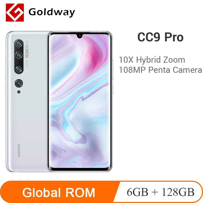 Мобильный телефон с глобальной ПЗУ Xiaomi Mi CC9 Pro, 6 ГБ ОЗУ, 128 Гб ПЗУ, 5260 МП, камера Penta CC 9 Pro, Восьмиядерный процессор Snapdragon730G, мА/ч