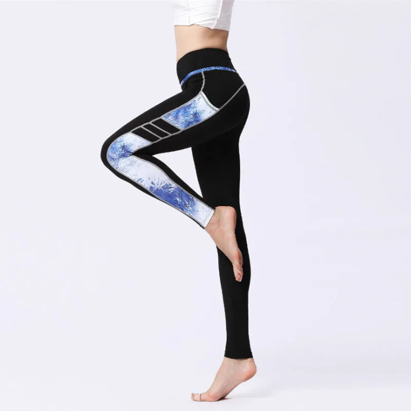Blue Женские спортивные штаны с высокой талией для занятий спортом, фитнесом, йогой, леггинсами для тренировок, бега, тренажерного зала, йоги - Цвет: Blue