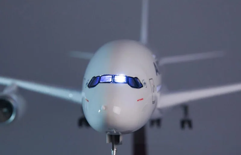 45,5 см 1/160 масштаб самолет Airbus A380 Air Франция авиакомпания Модель W светодиодный светильник и колеса литой пластик Смола самолет F коллекция