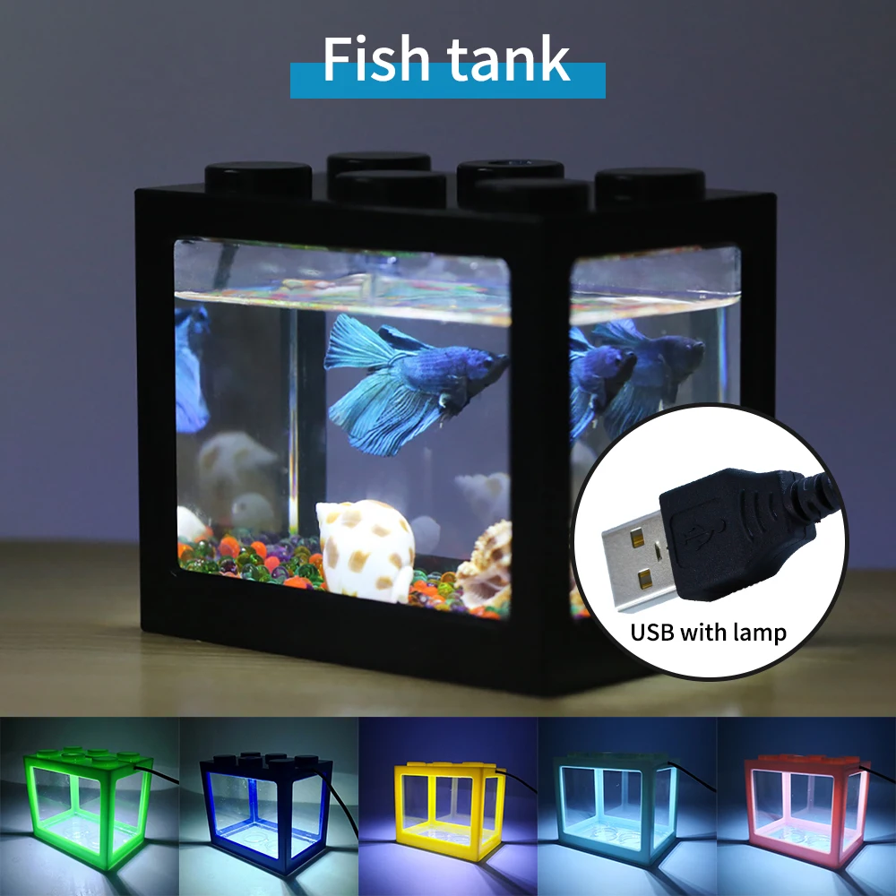 Hot Home Decoration Multicolor Stackable Building Blocks Ecological Small Reptile Pet Box Tea Table Mini Aquarium Fish Tank