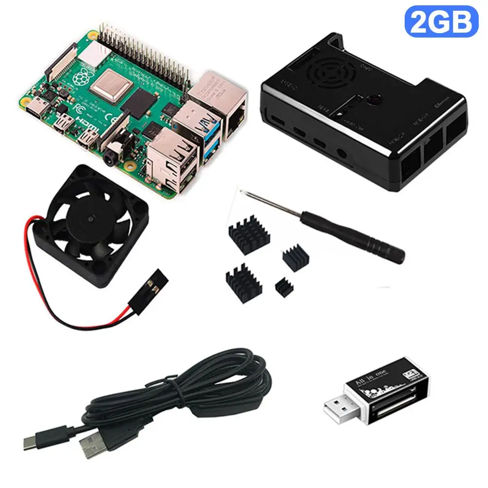 2GB Стартовый Базовый комплект предыдущая модель Улучшенная макетная плата с вентилятором охлаждаемый чехол для Raspberry Pi 4 - Цвет: 2GB