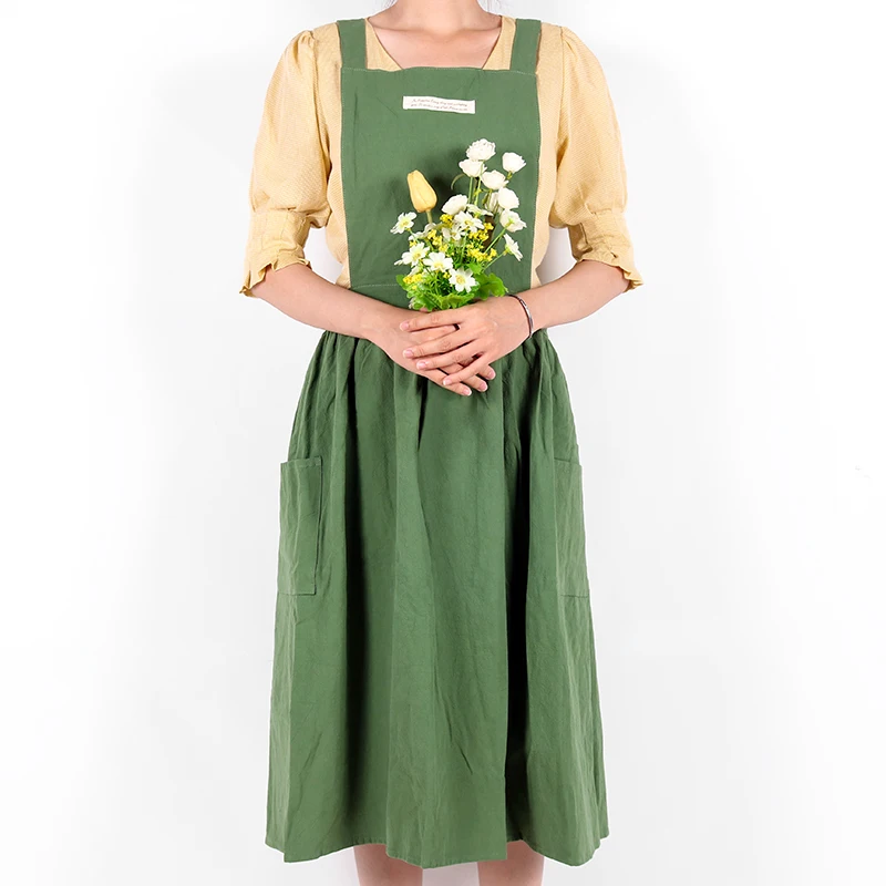 WEEYI Women Cotton Linen Bib Apron Japanese Style Sleeveless Pinafore Home Kitchen Coffee Florist Aprons Dress постельное бельё