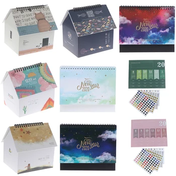

2020 New Year Table Calendar Creative Simple Desk Coil Notepad Kraft Paper Calendar Daily Schedule Yearly Agenda Organizer