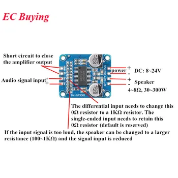 

Digital Power Amplifier Board Module Class D 10W/20W/30W DC High Power Mono 12V 24V PWM Modulation DY-AP3001