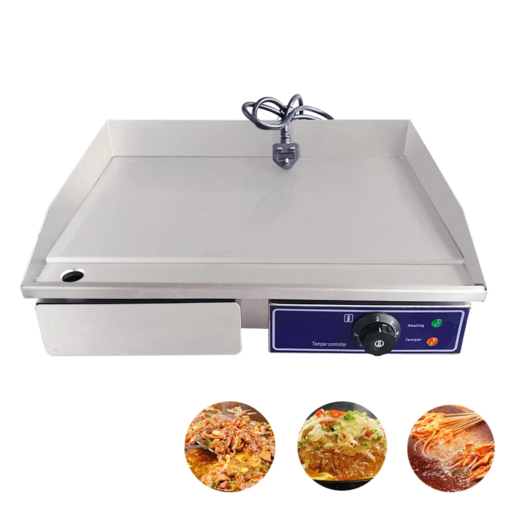 Electric Countertop Griddle Commercial Kitchen Hotplate BBQ Stainless Steel 55cm