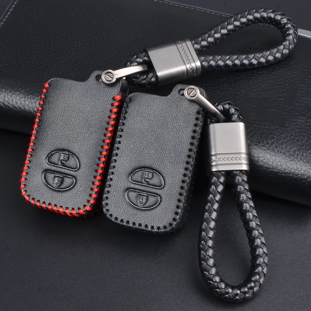 Leather Car Key Case Cover Keychain Holder For Toyota Land Cruiser Prado 150 Camry Prius Crown For Subaru Foreste XV