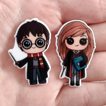 

50pcs 2 Styles Mix Cartoon Magic School Boy Girl Flatback Resin Cabochon Planar Resin DIY Crafts for Home Decoration Accessories