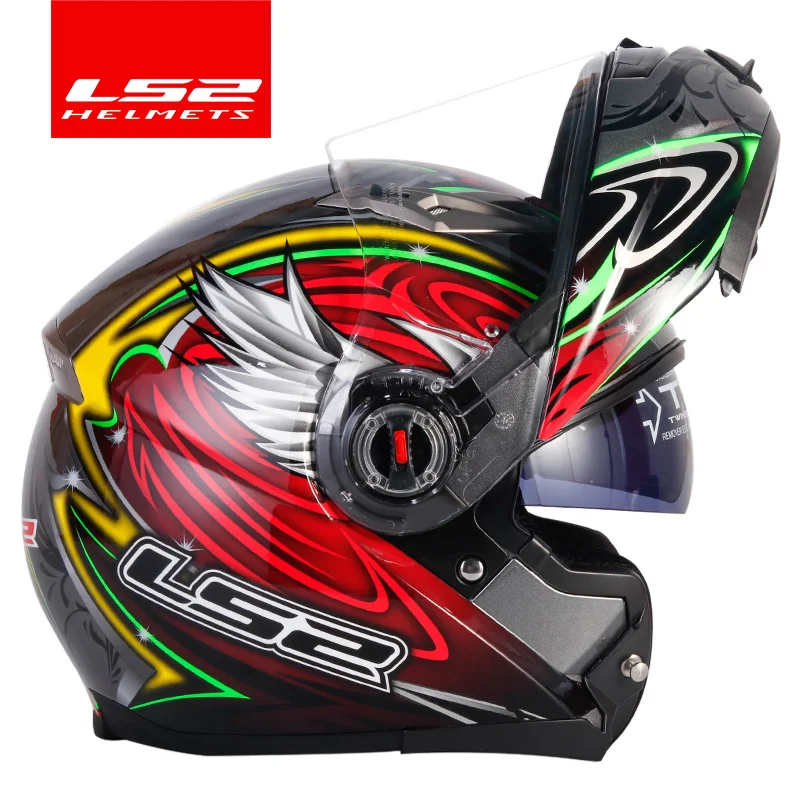 LS2 FF370 moto rcycle шлем двойной козырек Полный лицевой шлем casco ls2 откидной открытым лицом шлем moto ECE утвержден - Цвет: 1