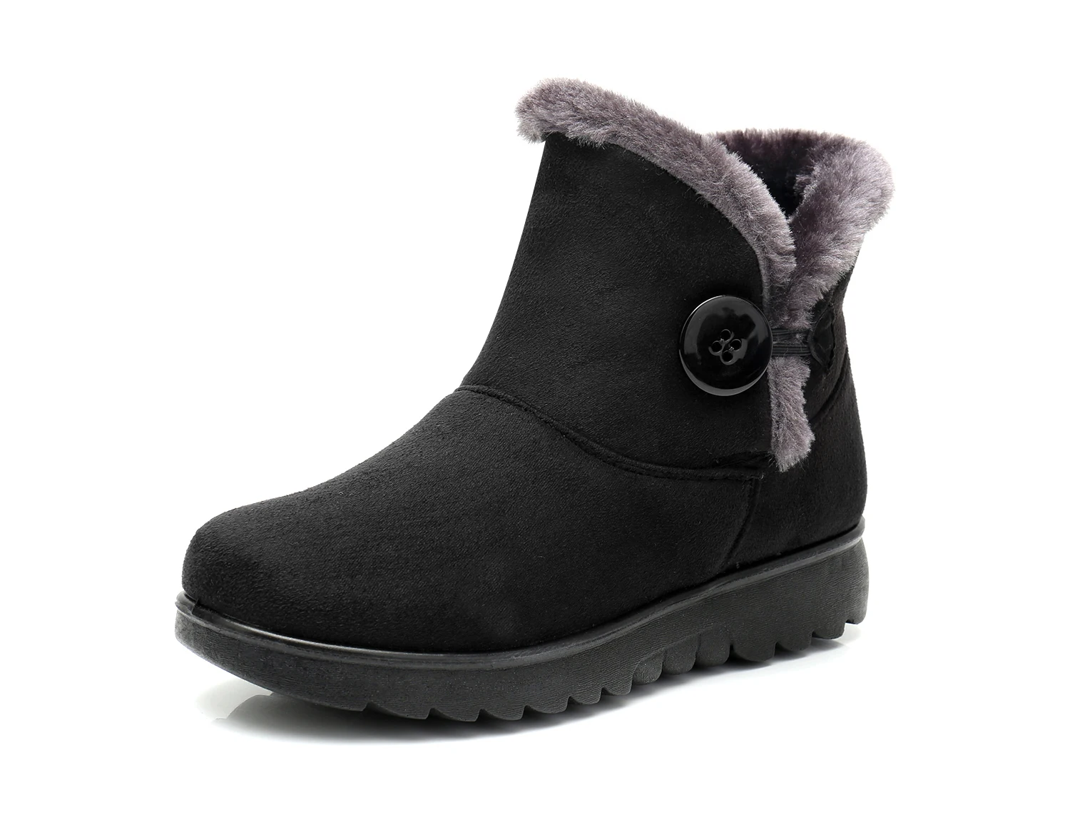 Women Snow Boots Flat Winter Platform Ladies Warm Shoes New Flock Fur Women Suede Ankle Boots Female Plus Size 35~43 st480 - Цвет: st481 black