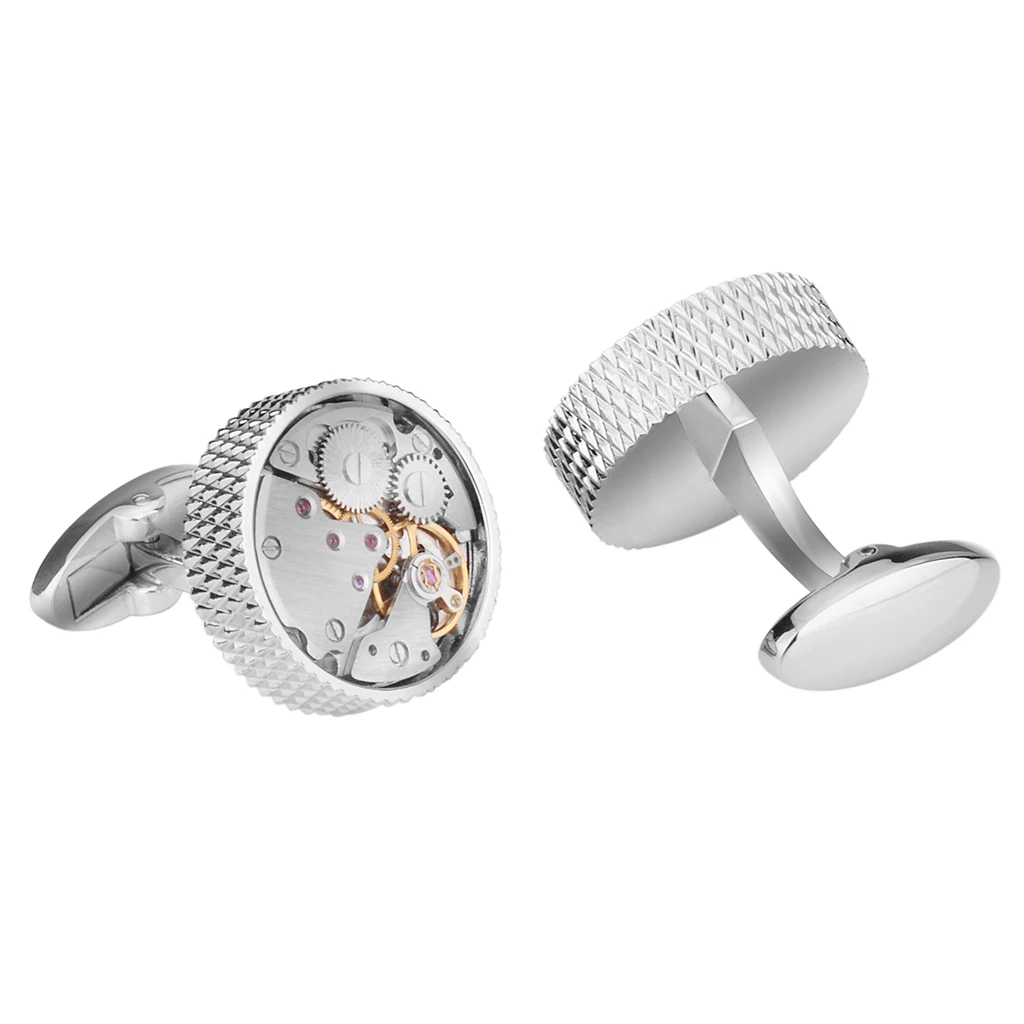 

Round Watch Movement Shape Mechanical Cufflinks Faux Mechanical Watch Part