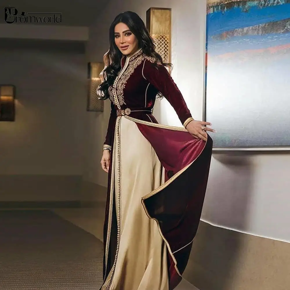 Moroccan Caftans Burgundy Formal Dress 