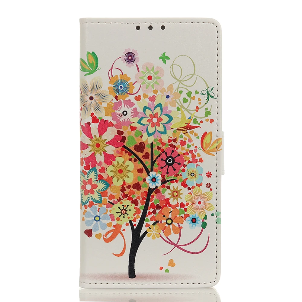 Red Tree Чехол с узором для iPhone 11 Pro MAX, чехол-кошелек из искусственной кожи, откидной Чехол-подставка для iPhone XS max X XR 8 7 6 6s Plus - Цвет: Red Tree