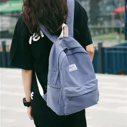 2019 милый высококачественный холщовый женский рюкзак женский Одноцветный школьный рюкзак для подростков для девочек рюкзак для
