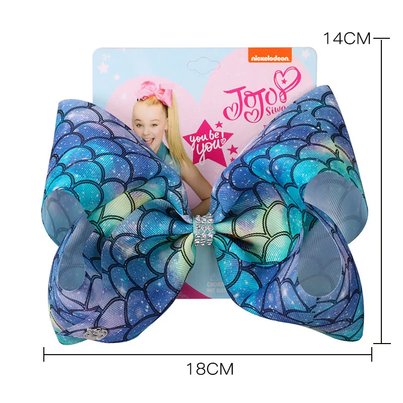 " JoJo Siwa Русалочка лента с принтом банты для волос для детей ручной работы со стразами большой бант заколка для волос для девочек аксессуары для волос