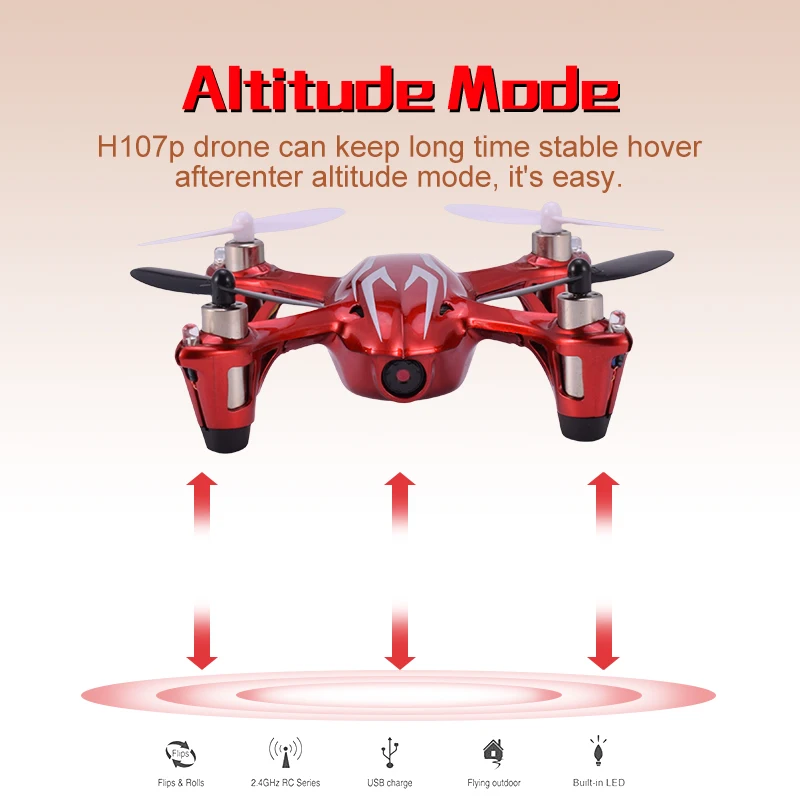 Hubsan H107C X4 720P HD Камера 2,4G 4CH RC Дрон Квадрокоптер RTF геликоптер с светодиодный пульт дистанционного управления светом Управление игрушки красный режим 1 Режим 2