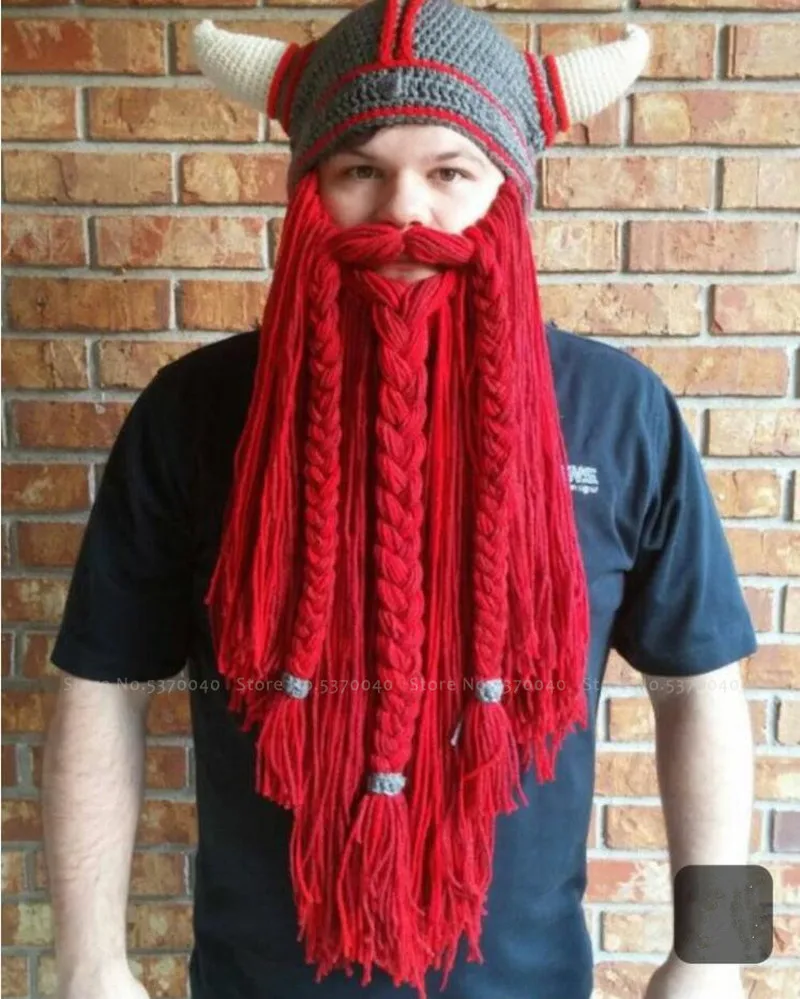 Christmas Viking Horn Wool Knit Hat 