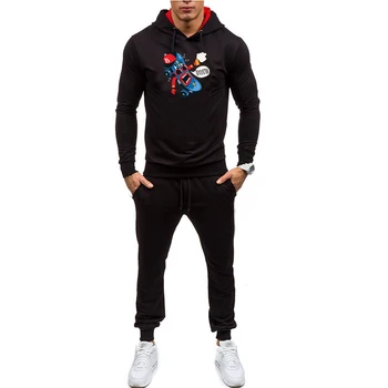 

Summer 2020 Men's Hip Hop Fashion Skateboard Summer Autumn Hooded Men's Round Neck Hat Casual Sports Hooded Pants Set