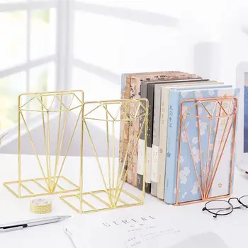 

1Pair Iron Bookends Portable Book Display Stand Rack Desktop Book Support Storage Rack Book Stand Holder Desk Organizer Bookend