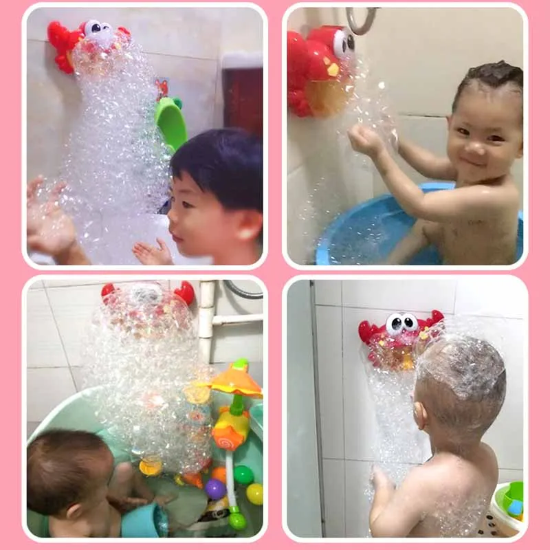 Outdoor Bubble Frog Crabs Baby Bath Toy Bubble Maker Swimming Bathtub Soap Bubble Machine Toys for Children With Music Water Toy