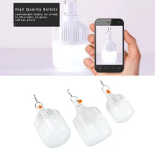 1pcs Lamp Bulb 20W/40W/80W/100W/150W Indoor Outdoor with Clips Smart Tent Light Rechargeable LED Bulb Market Lighting Auto