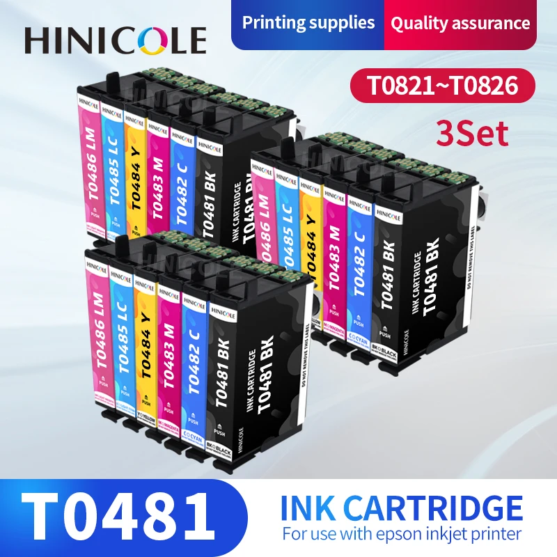 Чернильные картриджи hinдвухсторонние для принтера Epson T0481 T0482 T0483 T0484 T0485 T0486 Stylus R290
