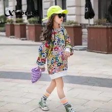 Платье с длинными рукавами и принтом, для подростков, для девочек, для подростков, для девочек, для подростков