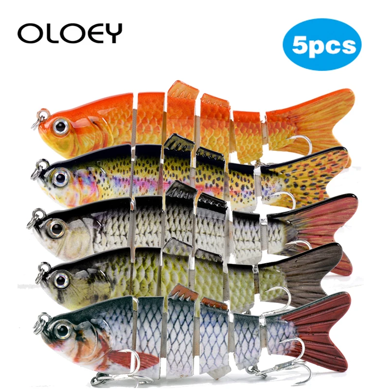 OLOEY, 6 сегментов, тонущие воблеры, 5 шт., рыболовные приманки, мульти шарнирная плавающая приманка, жесткая приманка, 10 см, 17,5 г, для ловли окуня, приманка, кренкбейт