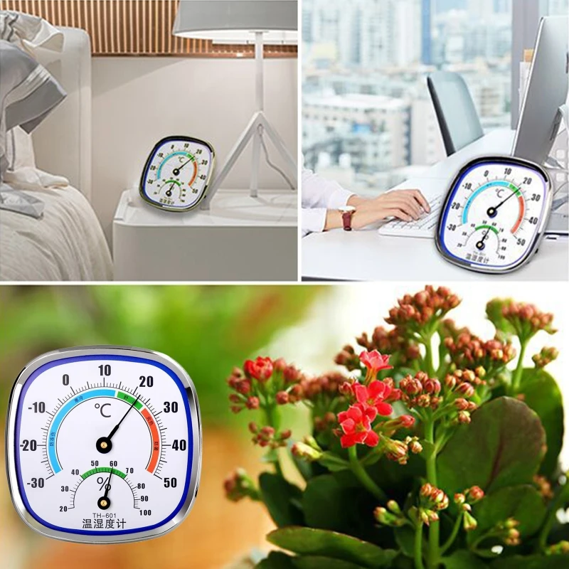Analog Indoor/Outdoor Thermometer and Hygrometer with Stand - Battery-Free Humidity and Temperature Monitor