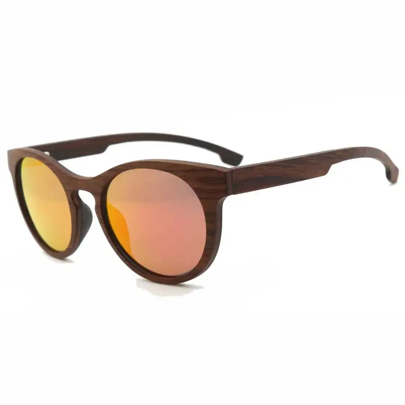 red lens BerWer Wood Sunglasses Polarized UV400 Lens Men Women Glasses can Engraved Dropshipping - Цвет линз: red lens