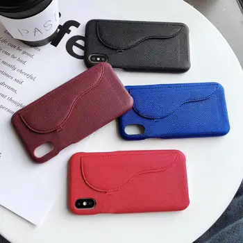 

luxury metal logo saddle bag leather card pocket phone case for iphone 11 pro max XS cover for iPhone 6 7 8 plus 6s XR funda