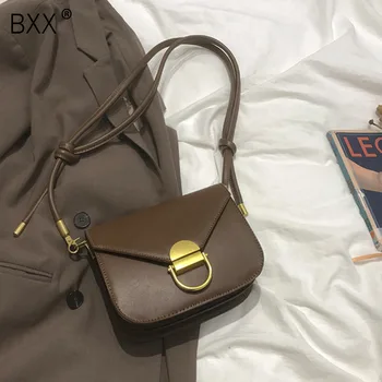 

[BXX] Solid Color PU Leather Crossbody Bags For Women 2020 Spring Fashion Shoulder Messenger Bag Female Handbags Purses HK745