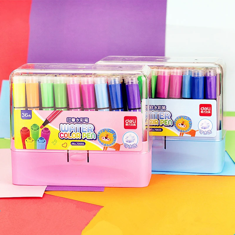 Cute Child Drawing Pen Stamp Child Seal Band Seal Washable Watercolor Pen Graffiti Art Mark Painting 12/18/24/36 Color Suitt