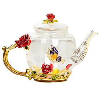 

1PC Enamel Glass Teapot High Temperature Heat Resistant Steamed Tea Pot Boiled Water Pot Boiling Water Cups Filter Teapot