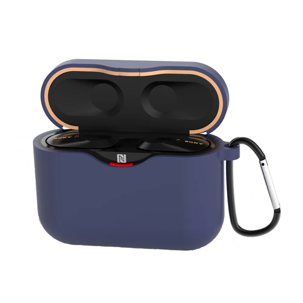 Силиконовый наушник чехол для SONY WF-1000XM3 чехол для наушников зарядная коробка для SONY WF 1000XM3 защитный чехол с крюком анти-шок - Цвет: Midnight Blue-Hook