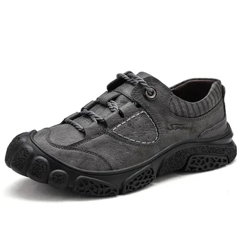 

High Quality Men Leather Shoes Spring Outdoor Hiking Male Casual Zapatos Rubber Non-slip Sneakers Fashion Breathable Footwear