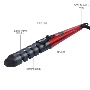

CkeyiN Hair Curler Magic Spiral Curling Iron Fast Heating Curling Wand Electric Hair Styler Pro Styling Tong Hair Curling Iron