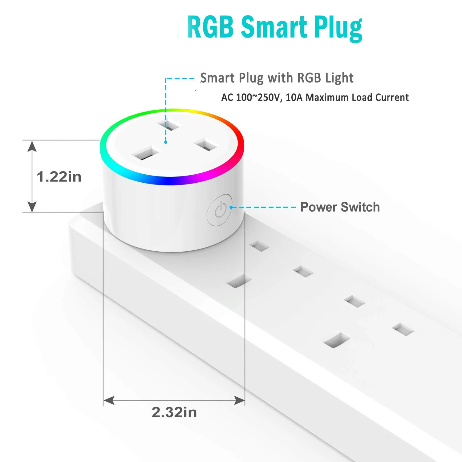 Wifi Smart power Plug разъем стандарта Великобритании адаптер Красочный светодиодный мини домашний набор 15A Голосовое управление работает с Alexa Google Home IFTTT