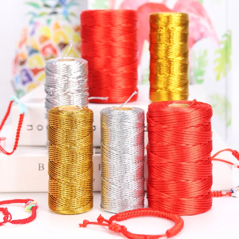 Metallic Gold and Silver Twine - 1.5mm, 100M Roll - Non-Slip String for Crafting and DIY Projects